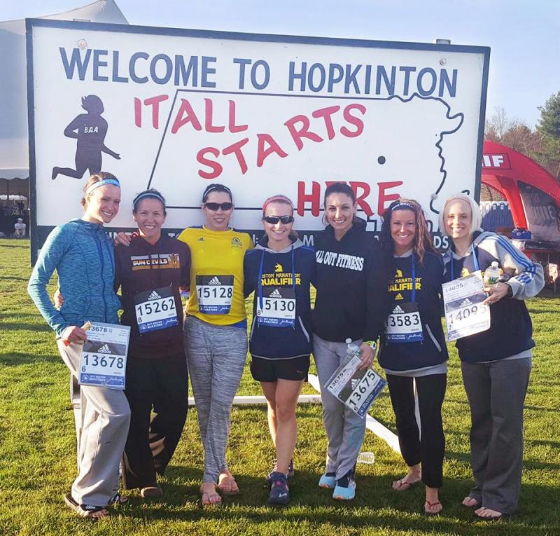 It is a tradition to take your photo in front of the Hopkinton sign in Boston, said Erica Morency. COURTESY ERICA MORENCY